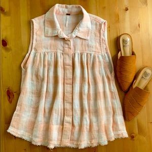 Free People Sleeveless Button Down Top